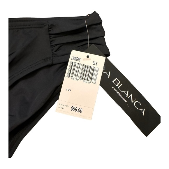 La Blanca Island Goddess Side Shirred Hipster Bottom - Black NWT - Picture 3 of 6